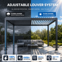 Pergola à lames orientables en aluminium thermolaqué antirouille 3x3m, toit à lames réglables, pavillon de patio extérieur, rideau d'intimité imperméable