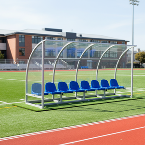 Banc de Reserves Économique PY pour Football avec Sièges en Plastique à Dossier Moyen – Abri Extérieur pour Équipe de Football de 2 à 24 Places - Product Image 4