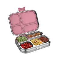 Vente en gros de boîte à lunch bento personnalisée à 4 compartiments en acier inoxydable avec caractéristiques chauffantes et micro-ondables pour la conservation des aliments
