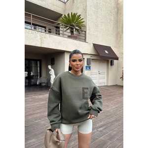 Sudadera con Capucha y Sudadera Deportiva Bordada Khaki E para Mujer - Product Image 3