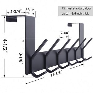 Over the Door <b>Hooks</b> Hanging Clothes Hat <b>Towel</b> Coat Hanger 6 <b>Hooks</b> Behind Back of Garage Door Stainless Steel Modern <b>Towel</b> Racks - Product Image 3