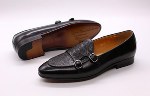 Erkekler deri ayakkabı yılan derisi baskı çivili deri ayakkabı erkek mokasen ayakkabıları - Product Image 5