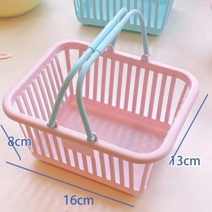 <b>Mini</b> Plastic Storage Basket with Handle Desktop Organizer <b>Bin</b> Portable Sundries Holder for Stationery Toiletries - Product Image 3