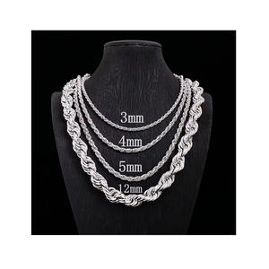 Nuova Collana alla Moda Madonna in Argento Sterling S925 con Catena a Corda e Moissanite, Certificata Placcata Oro/Argento/Oro Rosa, Stile Hip Hop - Product Image 1