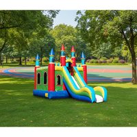 Promotion : Grande structure gonflable commerciale personnalisée en PVC pour l'extérieur, avec toboggan et zone de saut, garantie 3 ans