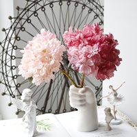 Fleur artificielle d'hortensia en soie haut de gamme, effet vieilli et bords brûlés, couleur peinture à l'huile corail, pour décoration intérieure et mariage