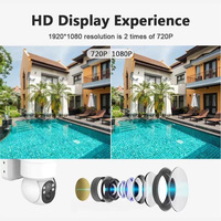 Caméra de sécurité solaire extérieure 4MP 1080P sans fil IP65 étanche alerte d'énergie solaire PTZ Caméra de sécurité solaire à vision couleur audio bidirectionnelle
