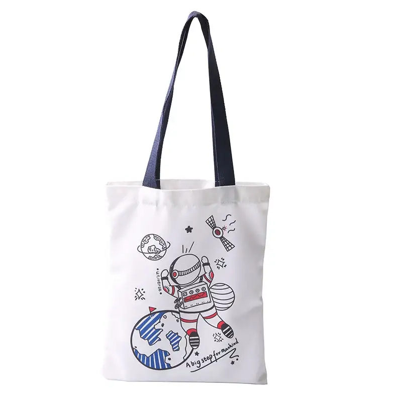 Fashion personalized printed polyester canvas wholesale tote bags for shopping