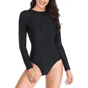 定制升华女式泳衣UPF 50 + 长袖批发廉价拉链泳衣待售