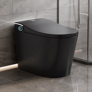 โถสุขภัณฑ์อัจฉริยะเซรามิกสีดำทันสมัย พร้อมรีโมทคอนโทรล ระบบชำระล้างสองโหมด ไฟกลางคืน เซ็นเซอร์อัตโนมัติ และระบบทำความร้อนที่นั่งอัจฉริยะ - Product Image 1