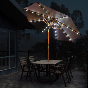 7.5FT Modern Iron Outdoor Furniture LED Patio Umbrella Solar Powered <b>Lights</b> UV Printed Crank Tilt Shade Canopy 3m Radii - Product Image 3