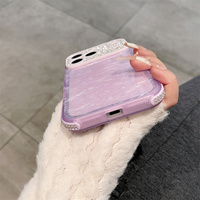 Coque de téléphone pleine surface en strass diamantés pour iPhone 18 Pro 17 16 15, coque dorée colorée avec grande fenêtre de visualisation de l'objectif, étui de protection mobile