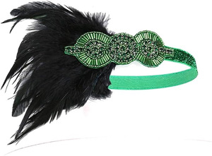 Diadema con plumas estilo Flapper para mujer, banda para el cabello vintage con diamantes de imitación, accesorio para disfraz de los años 20, para Halloween, despedida de soltera, mascarada - Product Image 4