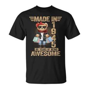 T-shirt pour hommes fabriqué en 1945, Teddy Bear 80Th Birthday - Product Image 1