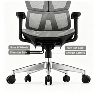 Chaise de bureau ergonomique à dossier haut en maille avec appui-tête réglable, support lombaire et base en nylon pour espace de travail commercial