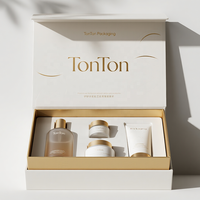 Boîte magnétique personnalisée et boîte cadeau bleue pour ensemble de soins de la peau et emballage de luxe, épaisseur du papier personnalisée