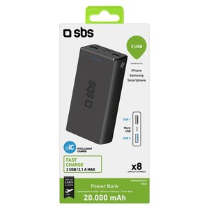 Batería externa de carga rápida negra (Batería 20000mAh) TTBB20000FASTK - Product Image 2