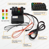 Sistema de Panel de Interruptores Atenuables de 6 Canales, Caja de Control de Circuito de 12V/24V CC con Fusible, Relé y Arnés de Cableado para Jeep, UTV, Camión, Marino, SUV