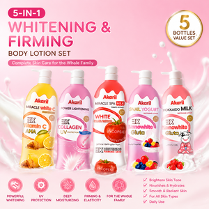อคาริล ไวท์เทนนิ่ง เฟิร์มมิ่ง บอดี้ โลชั่น เซ็ต 5 อิน <span class=keywords><strong>1</strong></span> คอมพลีท สกินแคร์ แฟมิลี่ วิตามิน คอลลาเจน ไบรท์เทนนิ่ง ไฮเดรติ้ง 500 มล. - Product Image 1