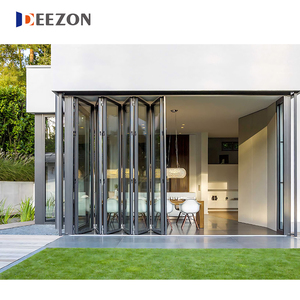 Deezon ประตูบานกระจกแบบพับได้ประตูทางเข้าระเบียงอลูมิเนียมประตูบานเลื่อนรับแรงกระแทกดีไซน์ทันสมัย - Product Image 3