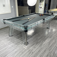 Table de billard de luxe moderne en verre trempé, table de billard avec pieds en verre transparent, table de billard en ardoise, couleur de tissu personnalisée, tables de billard