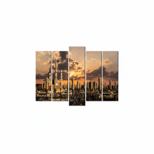 5P-Gallery Art Deco Islamic Canvas Panel Art Masjid Nabawi Sunrise <b>Wrapped</b> Hanging Wall Decor - Product Image 2