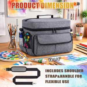 Sac de rangement pour peinture acrylique, étui de rangement pour fournitures artistiques avec sangle de transport, poche supplémentaire pour pinceaux - Product Image 3