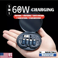 Nouveau jeu de câbles de charge rapide de données USB-C à connecteurs multiples 3A 60w boîte de rangement