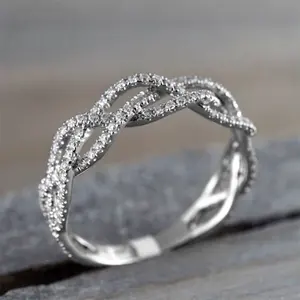 CAOSHI nuovi arrivi 0.20 carati diamante tondo 925 placcato argento anello da donna impilabile con fascia da sposa