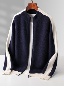 <span class=keywords><strong>Cardigan</strong></span> da Uomo 2025 di Alta Qualità, 100% Lana, Maglione Lavorato a <span class=keywords><strong>Maglia</strong></span>, Elegante e Caldo con Blocchi di Colore - Product Image 4