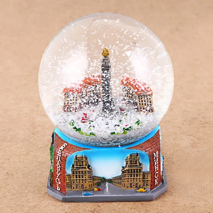 Custom 35 45 55 65 80 100 mm Resin Crafts Glass Crystal Snow Globe Water Snow Ball For Country City Souvenir Luxury Ornament