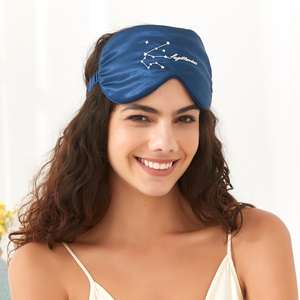 Grosir 2025 tanda zodiak bordir biru dongker 100% sutra Natural Satin relaksasi mata lucu - Product Image 1