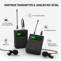 Système de microphone cravate sans fil UHF professionnel 8 canaux avec double écran couleur TFT pour mariages et banquets