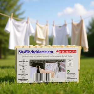 BRSTENMANN Pinces à linge 50 pièces en bois résistantes aux intempéries - Product Image 1