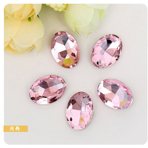 รูปไข่ประดับเพชรเทียม 16 เหลี่ยม สีชมพู สำหรับตกแต่งเคสมือถือและอุปกรณ์ใส่ขวดน้ำหอม - Product Image 1