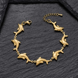 Pulsera de Acero Inoxidable con Diseño de Delfín, Estrella de Mar y Concha para Mujer, Cadena de Mano, Tobillera de Verano para Playa, Joyería Metálica - Product Image 6