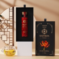Fioles d'Emballage en Verre à Safran Premium Personnalisées 1g 2g 3g 5g, Tubes en Verre Borosilicate avec Bouchon en Bambou et Boîte Cadeau