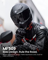 Helm Full Face ILM Terlaris untuk Motor Trail, Bahan ABS, Bersertifikasi ECE, Dual Visor, Quick Release, Warna Hitam Doff MF509