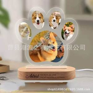 Pet-shaped wooden base acrylic night <b>light</b>, various styles LED night <b>light</b> for home and <b>indoor</b> photo display - Product Image 1