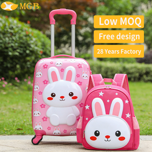 Maleta de Viaje Rígida Personalizada MGB con Diseño de Dibujos Animados, 18 Pulgadas, Ligera, de ABS+PC, Unisex, para Viajes Escolares, con Ruedas, Color Rosa - Product Image 1