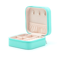Boîte à bijoux portable, petit sac à fermeture éclair, rangement de voyage, cuir PU couleur bonbon, collier, boucles d'oreilles, bague, outils de finition AL475