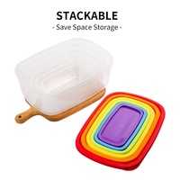 Ensemble de 6 boîtes de rangement alimentaire en plastique PP pour réfrigérateur avec couvercles colorés – Collection 2026 pour la cuisine
