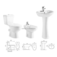 Salle de bains Europe Type WC Toilette Wash Down P Trap Ensemble de toilette deux pièces comprenant lavabo et bidet Prix économique Articles sanitaires