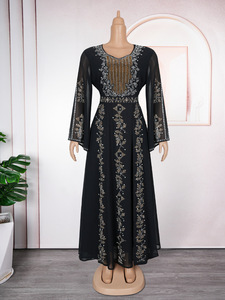 Elegant Purple Full Length Sequined <b>Dress</b> V-Neck Long Sleeve Women's <b>Evening</b> Gown Solid Color Breathable Polyester <b>Dress</b> - Product Image 5