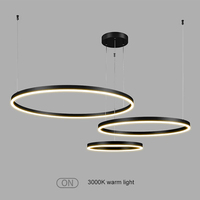 Lustre LED triple anneau minimaliste moderne, taille personnalisée, éclairage de plafond de luxe pour hall d'hôtel, centre de marketing, restaurant