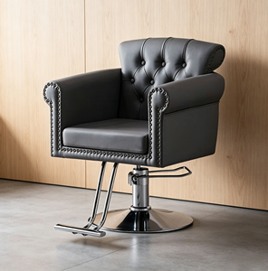 Silla de Barbero de Cuero Sintético Vintage de Lujo con Rotación de 360 Grados, Bomba Hidráulica, Estilo Antiguo para Salón de Belleza y Barbería - Product Image 4