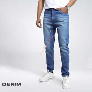 Jean droit ample délavé bleu clair personnalisé pantalon en denim léger pour hommes bouton solide d'hiver et d'automne - Product Image 6