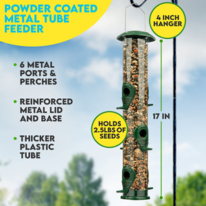 Petdom Khay Cho Chim Chống Sóc Treo Bằng Nhựa Ngoài Trời Cho Chim Hoang Dã Với 6 Cổng Cho Ăn Cho Chim Ăn Trong Vườn Có Móc Treo Bằng Thép - Product Image 5