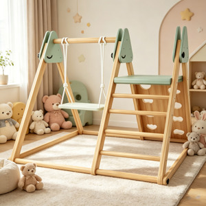 Estructura de juego de madera para niños, gimnasio de escalada de madera para interiores, parque infantil de madera - Product Image 3