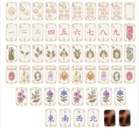 Jeu de Mahjong Américain Vintage Victorien Floral Paon 160 Pièces en Acrylique Blanc Ivoire avec Motif Cadre Antique Dragon Cygne – Cadeau de Fêtes